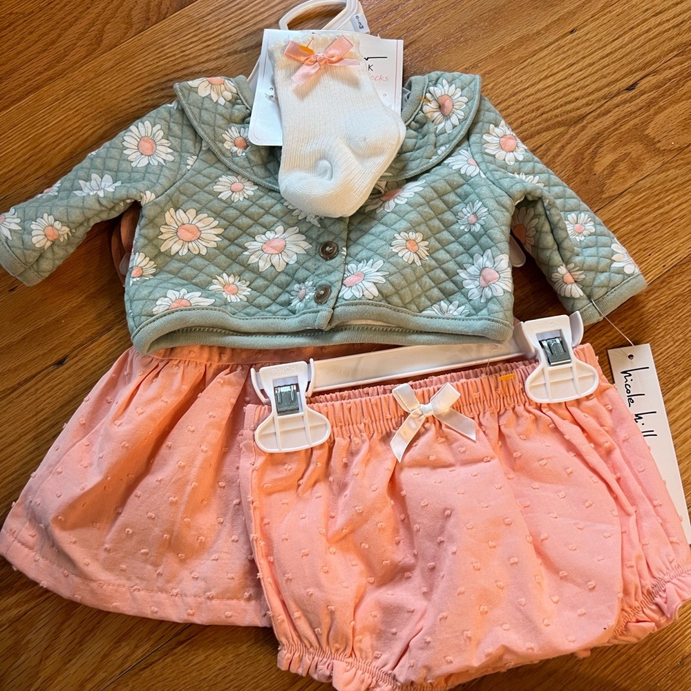 Floral Quilted Jacket and Pink Skirt Set